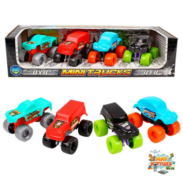 гр Набір машин 'Міні траки' 9567 (12) 'Technok Toys', 4 машинки, в коробці