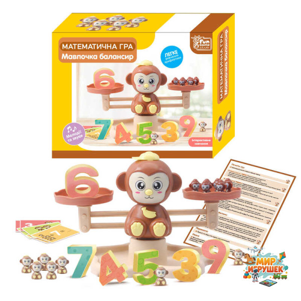 гр Балансир 'Мавпочка' 54391 (18/2) '4FUN Game Club', мелодії та звуки, 30 карток, 19 мавпочок, 10 цифр, в коробці
