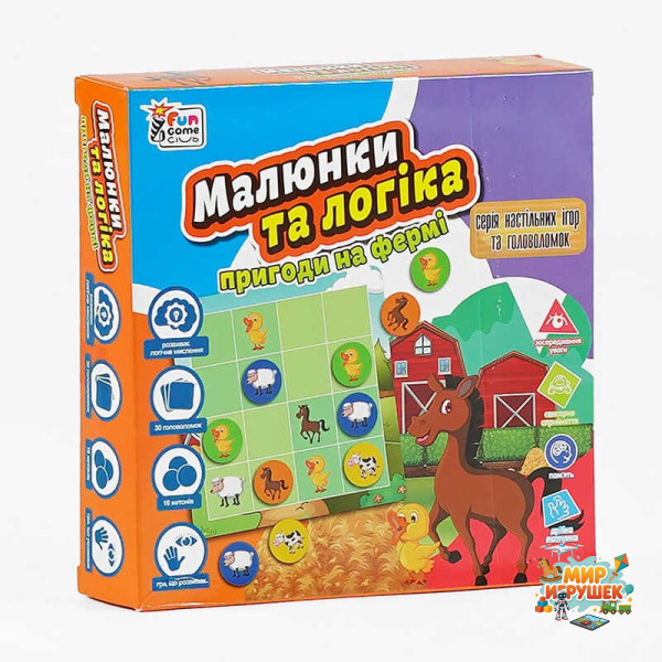 гр Настільна гра 'Малюнки та логіка - Пригоди на фермі' UKB-B 0031 (12) '4FUN Game Club' українською мовою, в коробці