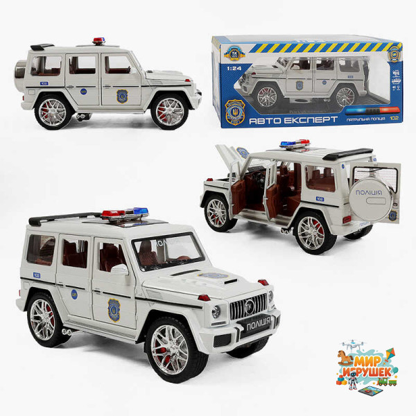 Машина 32968 (24/2) 'Авто Експерт', 'Поліція', інерція, звук, підсвічування, відчиняються двері, багажник, капот, масштаб 1:24, в коробці