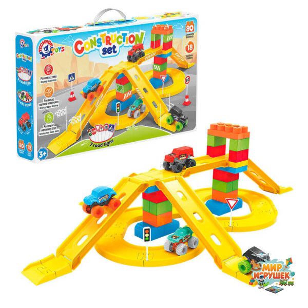 гр Конструктор 8461 (4) 'Technok Toys', 80 деталей, 4 машинки, дорожні знаки, в коробці