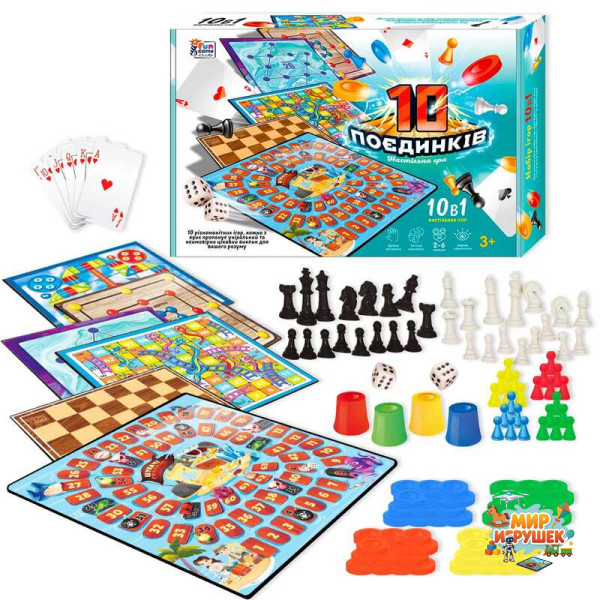 гр Гра 10 Поєдинків 23833 (12/2) '4FUN Game Club', ігрові поля, фішки, карти, шахи, шашки, кубик, в коробці