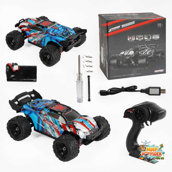 Машина на радіокеруванні HS 18321 (8) акумулятор 7.4 V, USB-кабель, пульт 2.4 G, протиударний корпус, гумові шини, швидкість до 36 км/г, в коробці