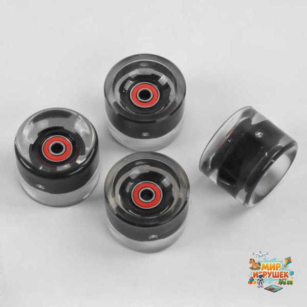 Комплект коліс для пенні борда SK-485 (25) “Best Board” /ЦІНА ЗА 4ШТ/ колір ЧОРНИЙ, зі світлом, підшипник ABEC-7, жорсткість 84А, розмір 60х45мм