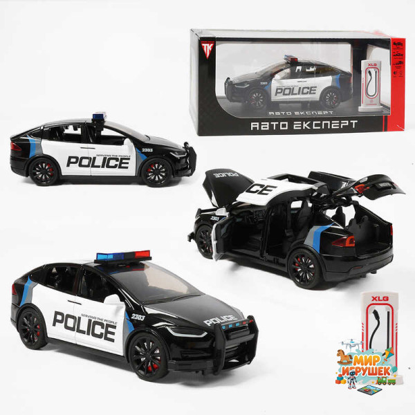 Машинка RS-21433 (24) 'Авто Експерт', електромобіль, зарядна станція, металопластик, масштаб 1:24, звук, світло, інерція, відчиняються двері, в коробці