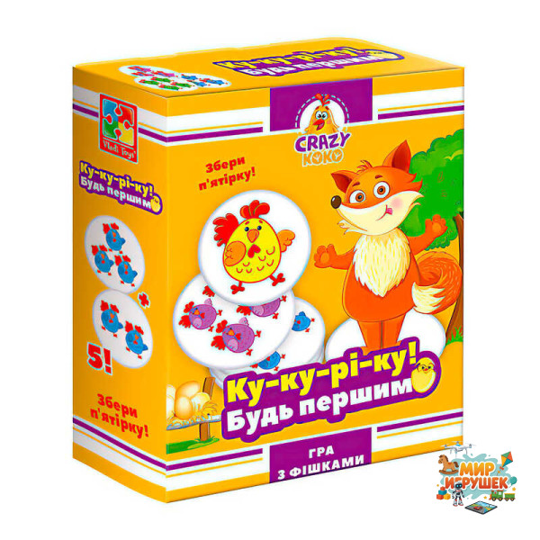 гр Гра настільна розважальна Crazy Koko 'Ку-ку-рі-ку' VT8025-08 (16) 'Vladi Toys', в коробці