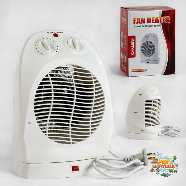 Дуйка тепловентилятор KETAO C 54635 / W-HF 1722 S (6) мідна обмотка двигуна, 2 режими роботи - 1000Вт та 2000Вт, поворотний механізм платформи