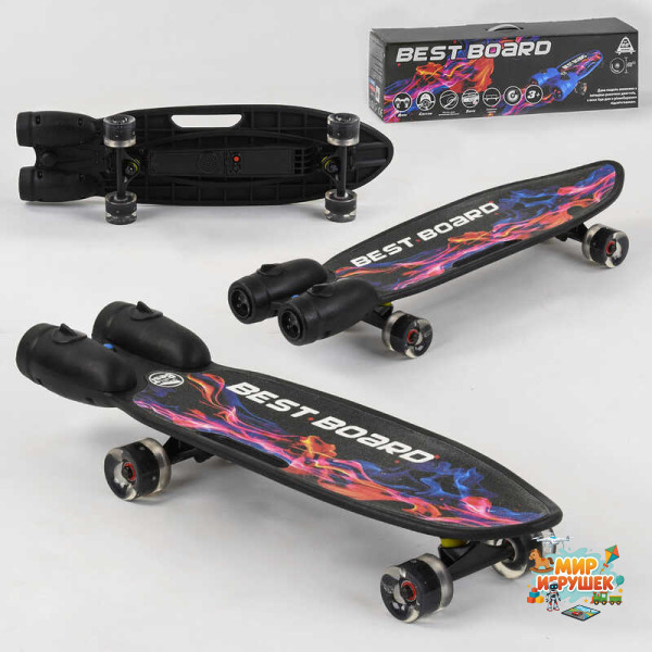 Скейтборд S-00501 Best Board (4) з музикою і димом, USB зарядка, акумуляторні батареї, колеса PU зі світлом 60х45мм