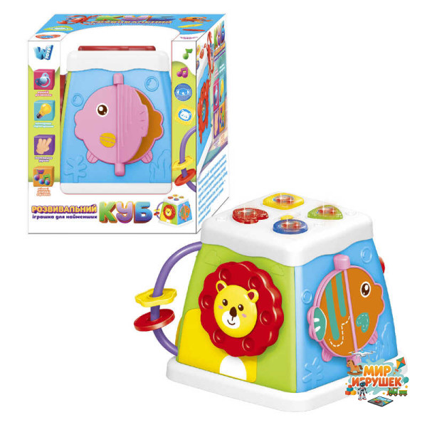 Музичний мультибокс 38955 (72/2) 'WToys', ОЗВУЧУВАННЯ УКРАЇНСЬКОЮ МОВОЮ, пісеньки, казки, назви тварин, цікаві історії, підсвічування, пальчикові ігри, брязкальце, тріскачка, в коробці