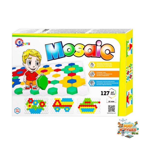 гр Мозаїка №3 0908 (10) 'Technok Toys', 127 елементів, розмір деталі - 4 см, ігрове поле, в коробці
