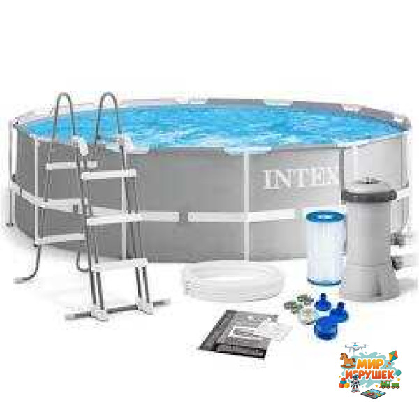Intex Басейн каркасний 26720 NP (1) об`єм:12706л (90%), розмір:427х107см, сходи, насос-фільтр: 3785 л/год, драбина, тент, підстилка, в коробці