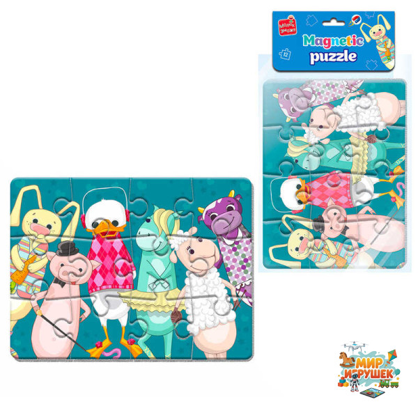 гр Пазли магнітні бейбі 'Малюк зможе. Звірята' VT3301-01 (50) 'Vladi Toys', в пакеті