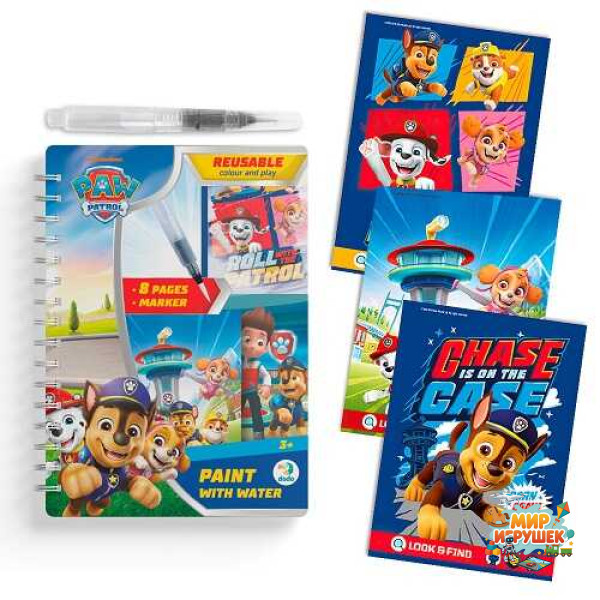 гр Водні розмальовки «Paw Patrol» 200656 (30) 'DoDo', водний маркер, 8 сторінок, гра на пошук предмета, в пакеті