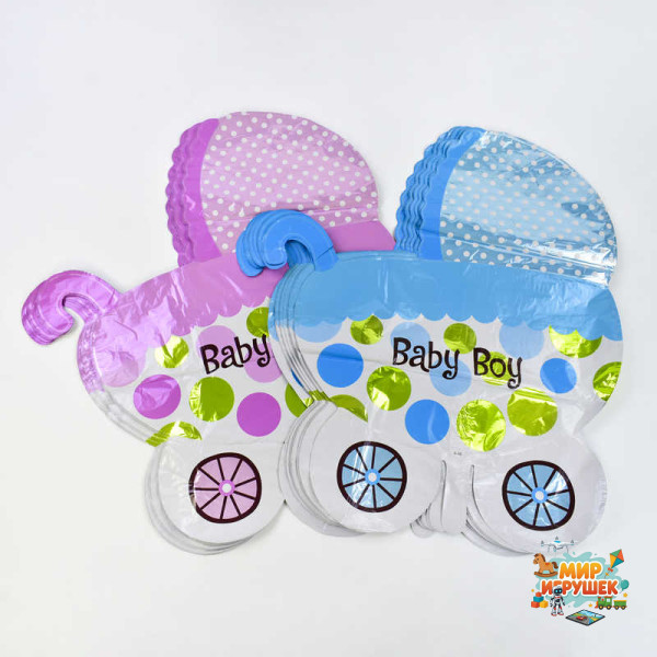 Кулька фольгована Коляска Baby Girl C 31790 (60) 2 види / ЦІНА ЗА УПАКОВКУ / 50 шт в упаковці одного виду