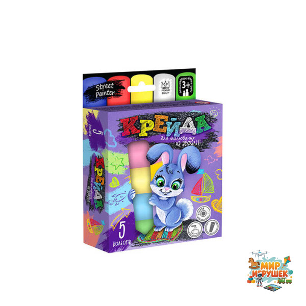 гр Крейда для малювання MEL-01-03U УКР. (20) 'Danko Toys', d-2,5 см, 5 штук, кольорова