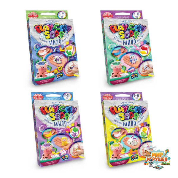 гр Пластилінове мило 'PLAY CLAY SOAP' малий PCS-02-01U,02U,03U,04U УКР. (32) 'Danko Toys' ВИДАЄТЬСЯ МІКС ВИДІВ