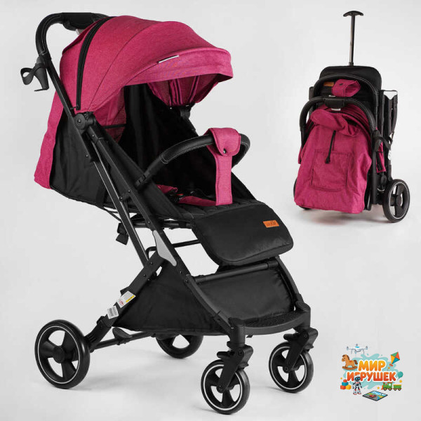 Візок прогулянковий дитячий 'JOY' Comfort L-20115 (1) колір РОЖЕВИЙ, рама сталь з алюмінієм, футкавер, підсклянник, телескопічна ручка