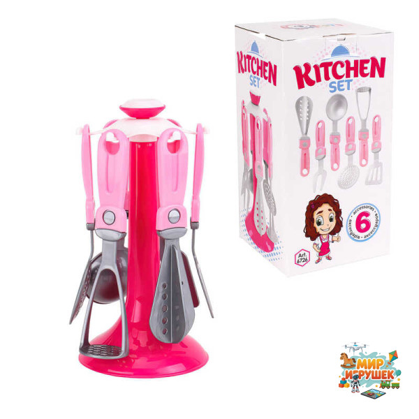 гр Кухонний набір 6726 (22) 'Technok Toys', стійка, 6 приладів, 21см, у коробці