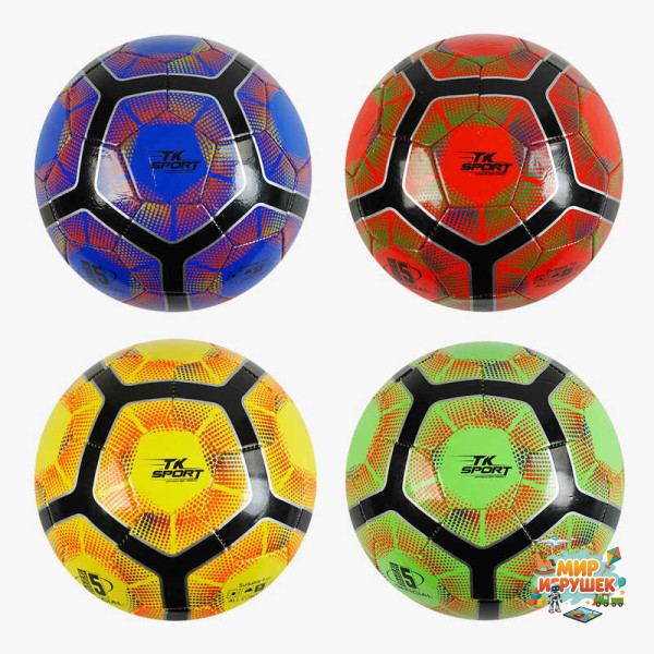 М`яч футбольний C 60505 (100) 'TK Sport' 4 кольори, розмір №5, матеріал PVC, 280 грамів, гумовий балон, ВИДАЄТЬСЯ ТІЛЬКИ МІКС ВИДІВ