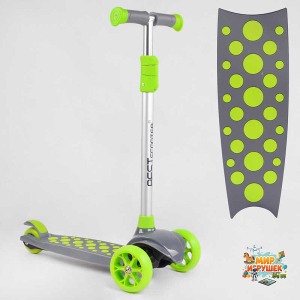 Самокат триколісний LK-70111 Best Scooter (4) СВІТЛО ДЕКИ, КОЛІС І ДИСКІВ, знімне кермо, передні колеса PU 120х35мм, задні колеса PU 80х30мм