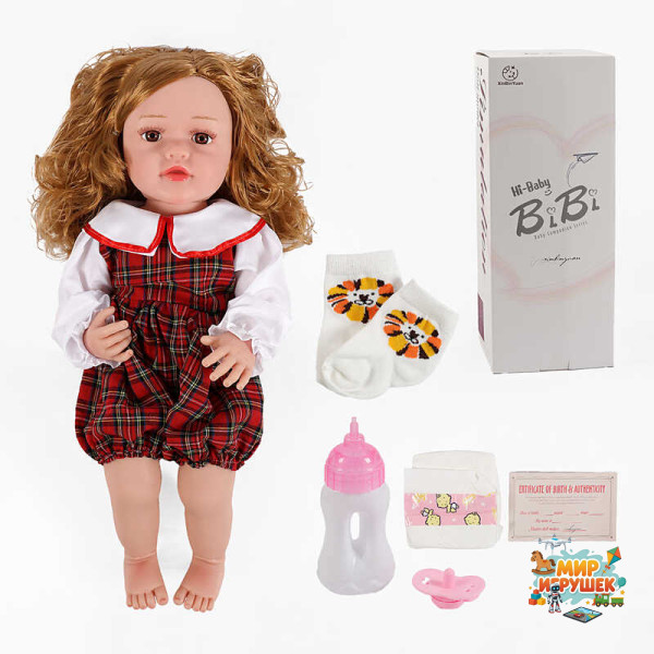 Лялька XBY 5542 (12) висота 52 см, гумова, пляшечка, памперс, соска, шкарпетки, в коробці