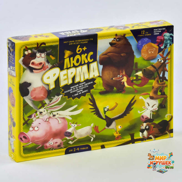 гр Гра велика настільна 'Ферма ЛЮКС' G-FL-UA-01-02 УКР. (5) 'Danko Toys', поле, фішки, фігурки, 12-ти гранні кубики, в коробці