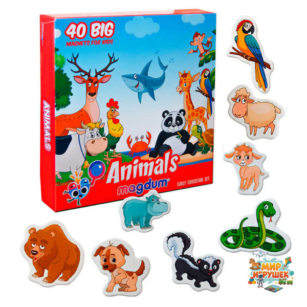 гр Набір магнітів 'Animals' ML4031-16 (24) 'Magdum', 40 магнітів, в коробці