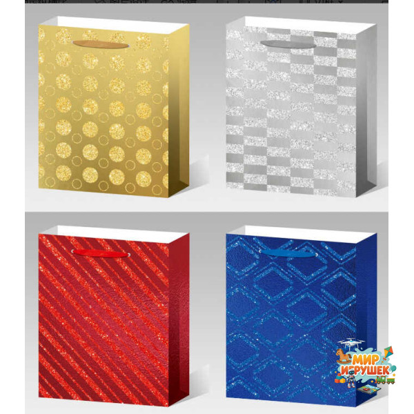 Пакет подарунковий C 75732 (480) 4 види, СЕРЕДНІЙ, ВИДАЄТЬСЯ ТІЛЬКИ МІКС ВИДІВ