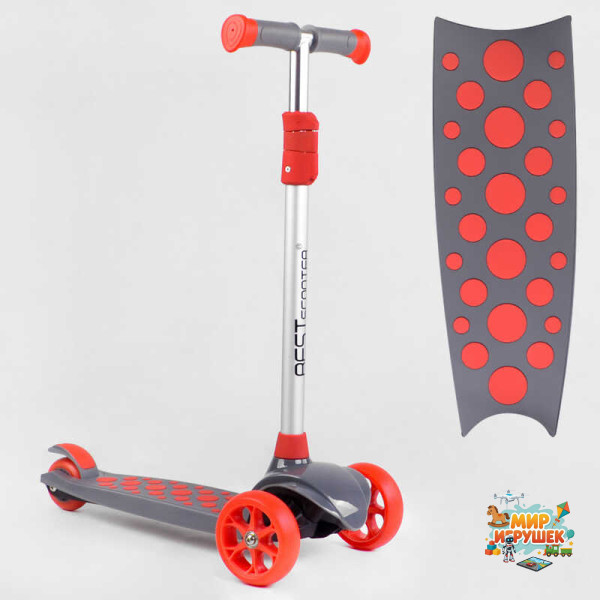 Самокат триколісний LK-52003 Best Scooter (4) СВІТЛО ДЕКИ, КОЛІС І ДИСКІВ, знімне кермо, передні колеса PU 120х35мм, задні колеса PU 80х30мм