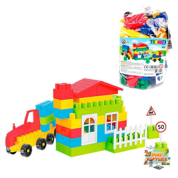 гр Конструктор №1 0496 (13) 'Technok Toys', 64 деталі, в пакеті