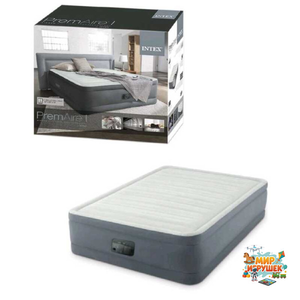 Intex Велюр матрац 64906 ND (2) 152х203х46см, вбудований електронасос, двоспальний