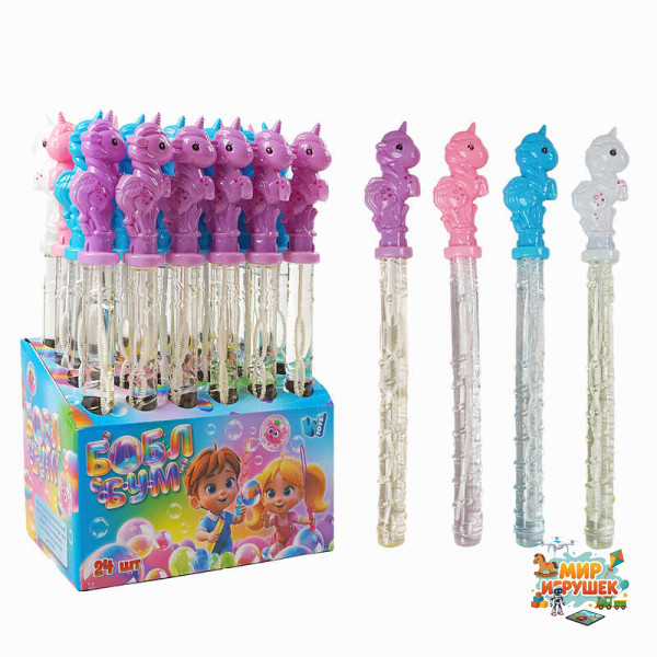 Мильні бульбашки LK 80622 (6) 'WToys', ЦІНА ЗА 24 ШТУКИ В БЛОЦІ, 'Єдиноріг', висота 36см, в коробці