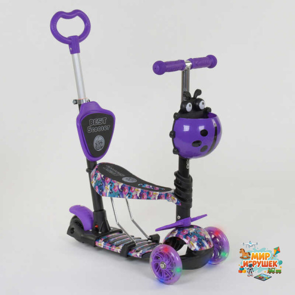 Самокат 5в1 19870 (1) Best Scooter, АБСТРАКЦІЯ, PU колеса, ПІДСВІЧУВАННЯ КОЛІС, в коробці