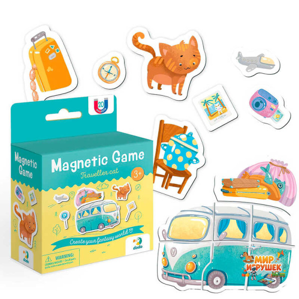гр Магнітна гра 'Котик-мандрівник' 200234 (60) 'DoDo', 20 магнітів, в коробці