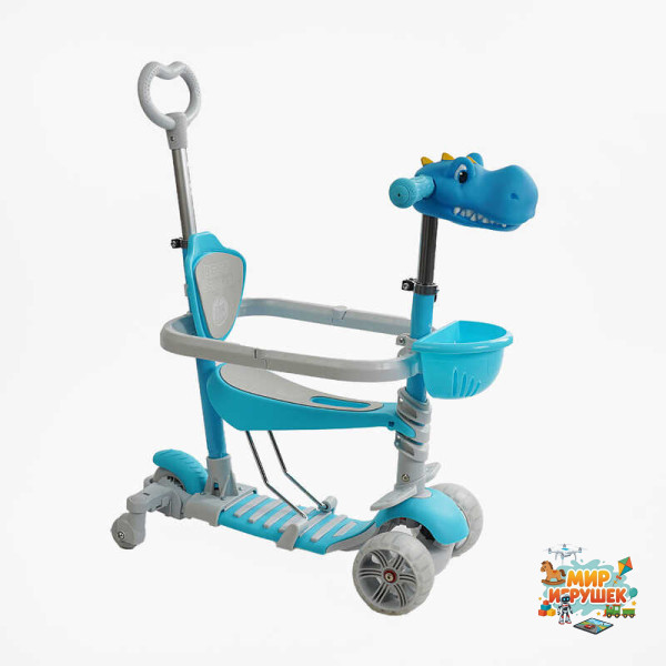 Самокат 5в1 P-92401 (1) Best Scooter, з ДОП. КОЛЕСАМИ, захисний бампер, PU колеса зі світлом, в коробці