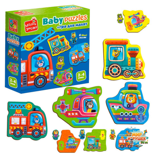 гр Пазли картонні з грою 'Транспорт. Тварини' VT1722-28 укр (28) 'Vladi Toys'