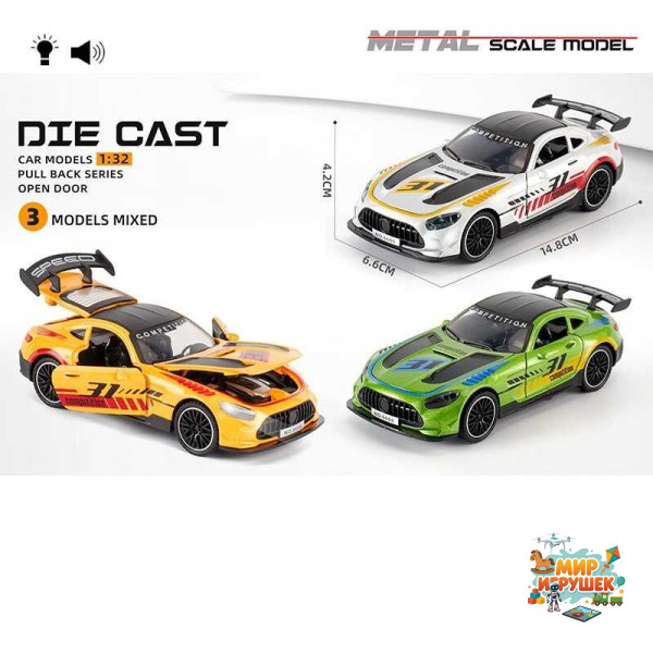 Машинка MG-62353 (96/2) 3 види, 'Авто Експерт', металопластик, 1:32, світло, звук, інерція, відчиняються двері, капот, багажник, в коробці, ВИДАЄТЬСЯ МІКС