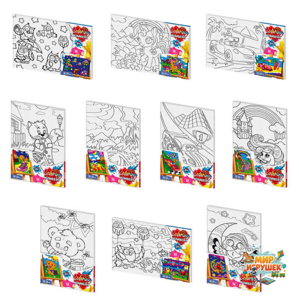гр Розмальовка за номерами. Coloring by numbers CBN-02-01,02,03,04..10 розмір 31см*21см с.2 (10) 'Danko Toys' ВИДАЄТЬСЯ МІКС ВИДІВ