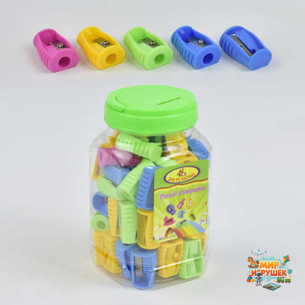 Стругачка для олівців 0652 (5760) 4 кольори / ЦІНА ЗА 1ШТ / 48 шт в колбі