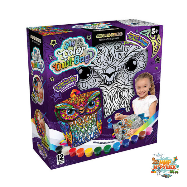гр Набір креативної творчості 'Розфарбуй рюкзачок. My Color Owl-Bag' СOWL-01-01U Укр. (4) 'Danko Toys'