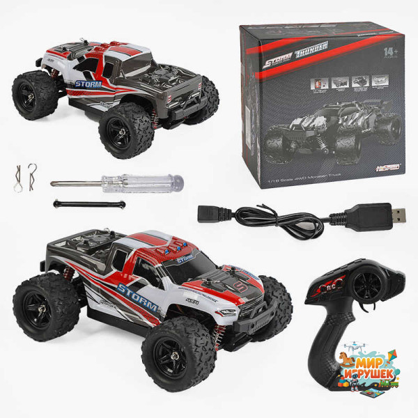Машина на радіокеруванні HS 18301 /302 (8) акумулятор 7.4 V, USB-кабель, пульт 2.4 G, протиударний корпус, гумові шини, швидкість до 36 км/г, в коробці