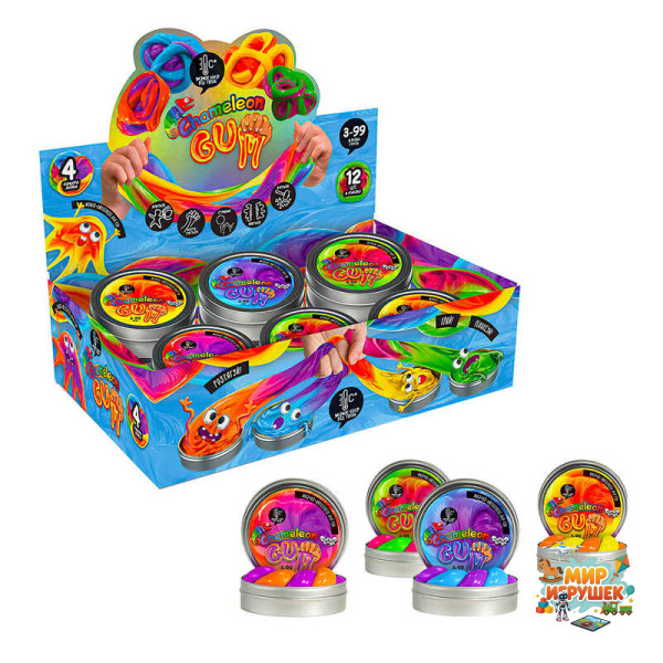 гр Жуйка для рук 'Chameleon Gum' ChGUM-01-01U,02U,03U,04U УКР. (12) 'Danko toys', ЦІНА ЗА 1 ШТУКУ